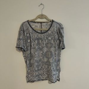 Free People Gray Snake Print Short Sleeve Tee